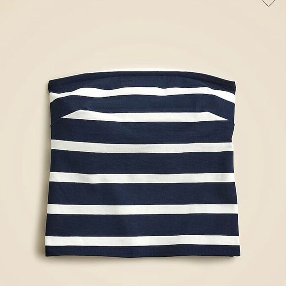 J. Crew Mariner jersey tube top Kate Full Stripe Navy Blue White Size XXL NWT - Picture 4 of 6